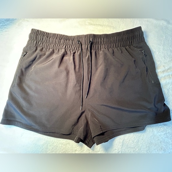 OP Black Elastic Waist and Drawstring Shorts with 3 zippered Pockets - Picture 1 of 7